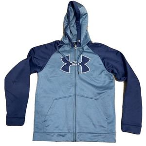 mens medium under armour zip up hooded sweatshirt blue two tone Zipper Hoodie